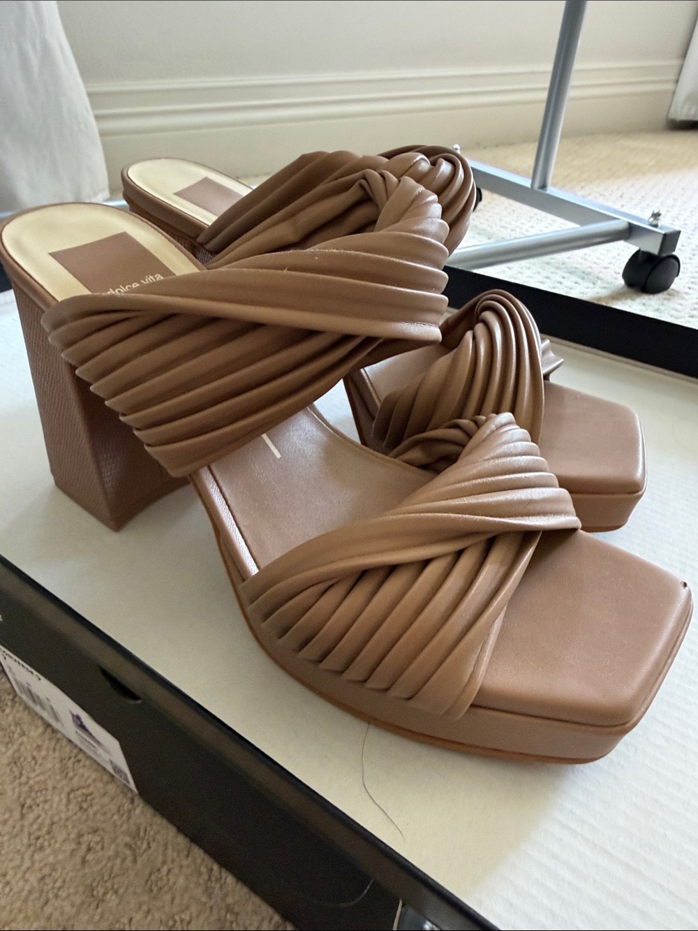 Dolce Vita Tan Twisted Strap Platform Sandals